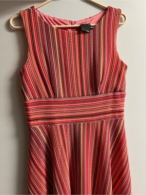Striped Embroidered Fit & Flare Dress